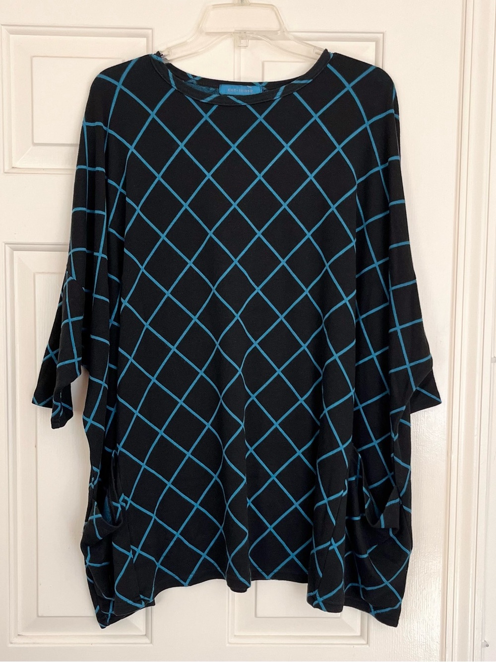 Cut Loose OS Black & Blue Diamond Tunic Top NWT